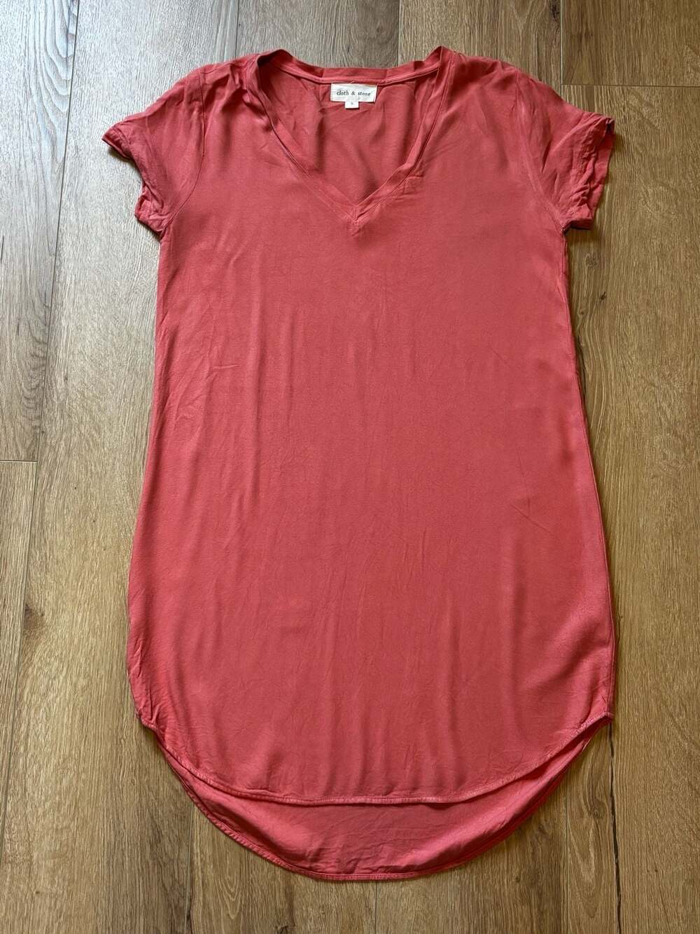 Cloth & Stone Coral V-Neck Tunic Dress Small 100% Rayon